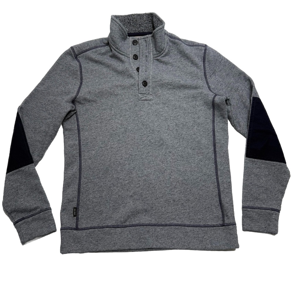 Jack Spade 1/4 Button Pullover Sweater Mens Medium Gray Long Sleeve Cotton Blend